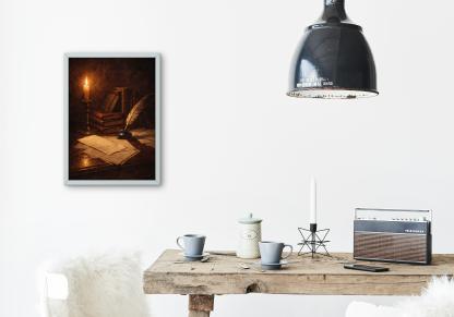 Candlelit Books and Quill Rolled Poster - Image 9