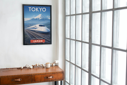 Tokyo Japan Travel Poster – Shinkansen Train and Mount Fuji Wall Art - Image 3