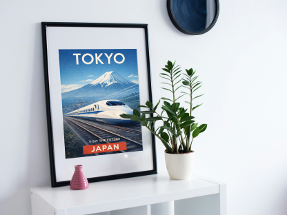 Tokyo Japan Travel Poster – Shinkansen Train and Mount Fuji Wall Art - Image 4