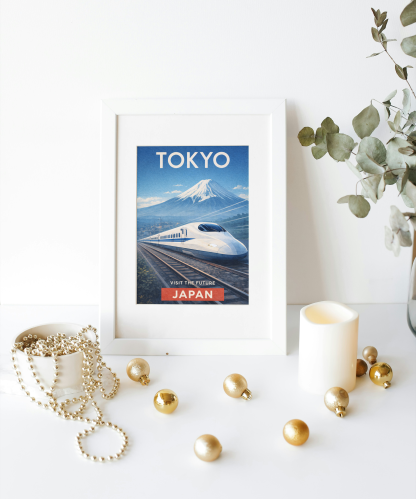 Tokyo Japan Travel Poster – Shinkansen Train and Mount Fuji Wall Art - Image 5