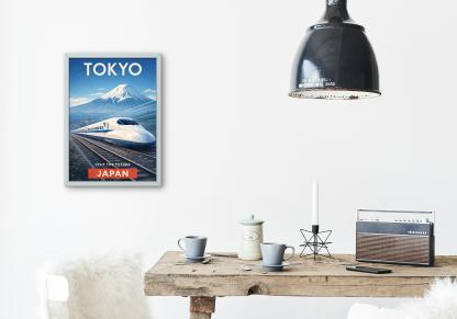 Tokyo Japan Travel Poster – Shinkansen Train and Mount Fuji Wall Art - Image 8