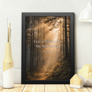 God Is Within Her She Will Not Fail Psalm 46:5 Inspirational Christian Rolled Poster