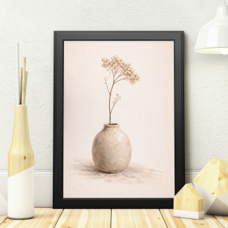 Minimalist Dried Flowers in Vase Rolled Poster