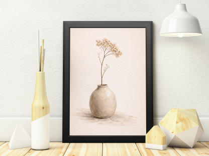 Minimalist Dried Flowers in Vase Rolled Poster
