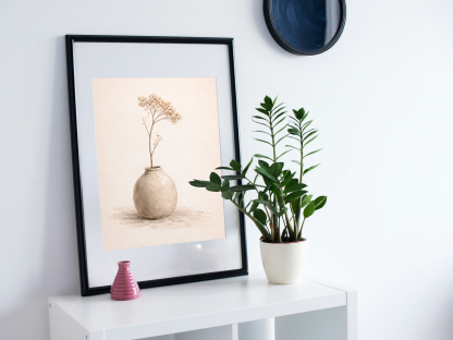 Minimalist Dried Flowers in Vase Rolled Poster - Image 2