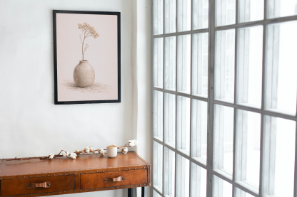 Minimalist Dried Flowers in Vase Rolled Poster - Image 3