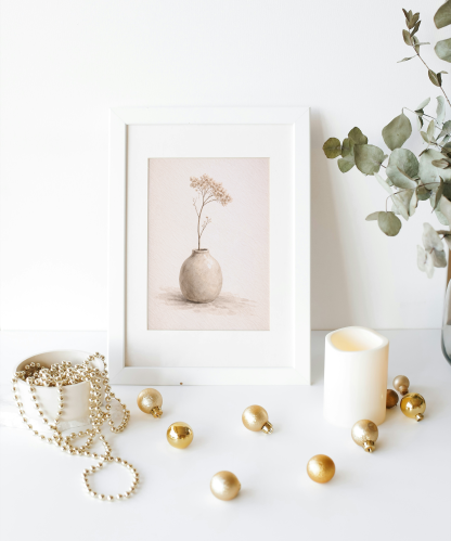 Minimalist Dried Flowers in Vase Rolled Poster - Image 5