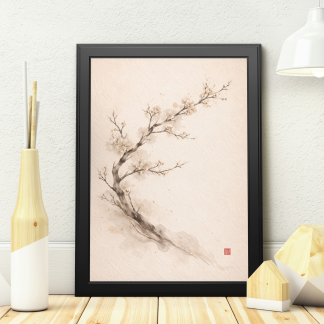 Rolled Poster – Minimalist Ink Blossom Tree Wall Art