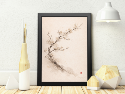 Rolled Poster – Minimalist Ink Blossom Tree Wall Art