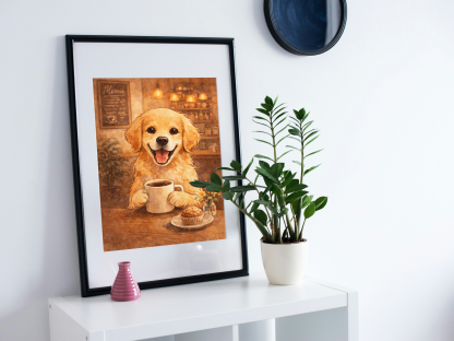 Golden Retriever Coffee Shop Rolled Poster - Image 7