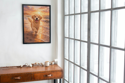 Golden Retriever Beach Sunset Rolled Poster - Image 5