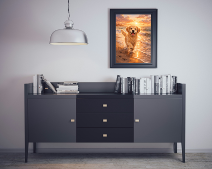 Golden Retriever Beach Sunset Rolled Poster - Image 8
