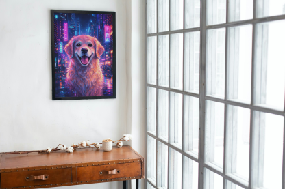 Neon Golden Retriever Rolled Poster - Image 5