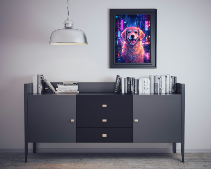 Neon Golden Retriever Rolled Poster - Image 6