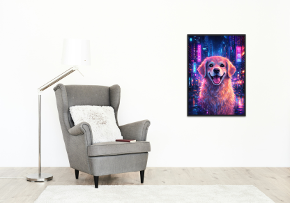 Neon Golden Retriever Rolled Poster - Image 8