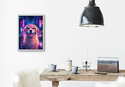 Neon Golden Retriever Rolled Poster - Image 10