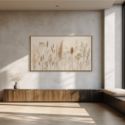 Minimalist Botanical Frame TV Art - Dried Grasses and Wild Botanical on Linen Background - Image 10