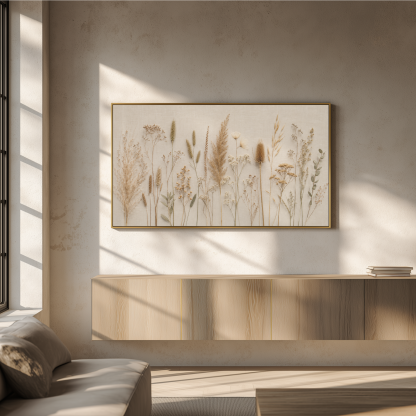 Minimalist Botanical Frame TV Art - Dried Grasses and Wild Botanical on Linen Background - Image 9